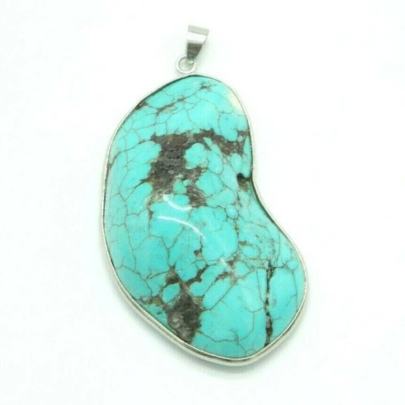 Blue Turquoise Large Silver Plated Large Necklace - Picture 1 of 5